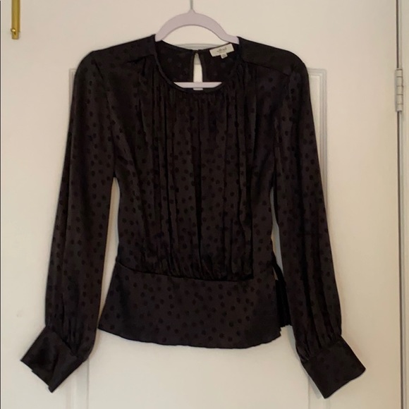 Wilfred black silk blouse with subtle polka dots - Picture 1 of 8